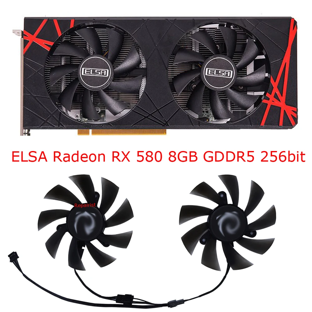 Rx 580 8Gb 2048Sp Gpu - مروحة بطاقة الفيديو ، جهاز تبريد
