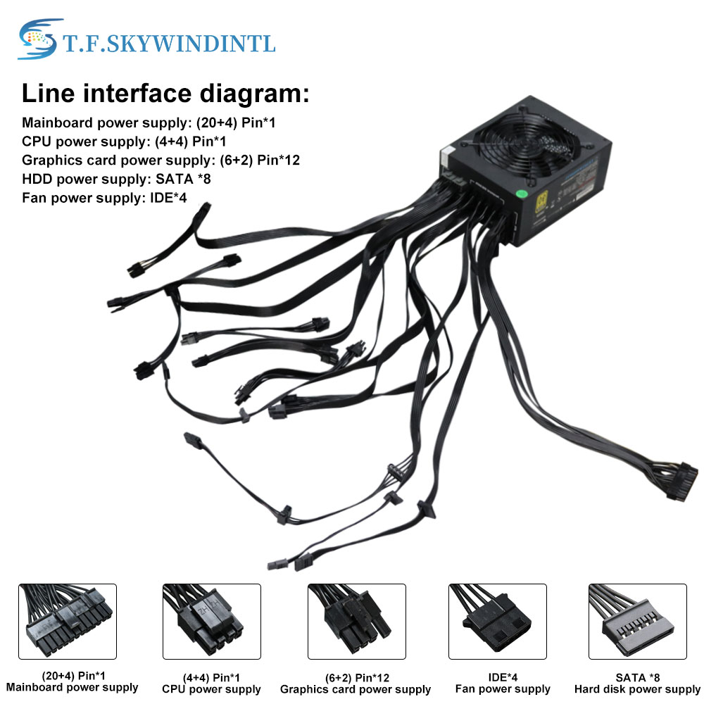 جهاز إمداد طاقة كامل طراز ATX  - مراجعة 2000W Atx Mining Power Supply وسعره